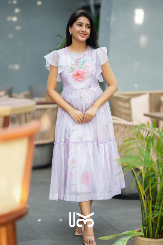 Floriva Kota Doria Midi (Dress) In Lilac
