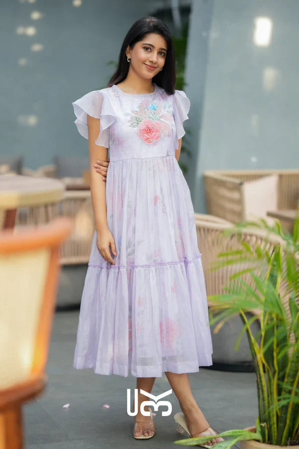 Floriva Kota Doria Midi (Dress) In Lilac