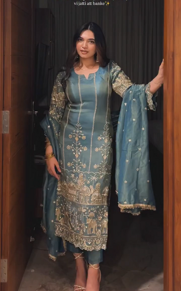 Pure Silk Top-Bottom And Dupatta Set