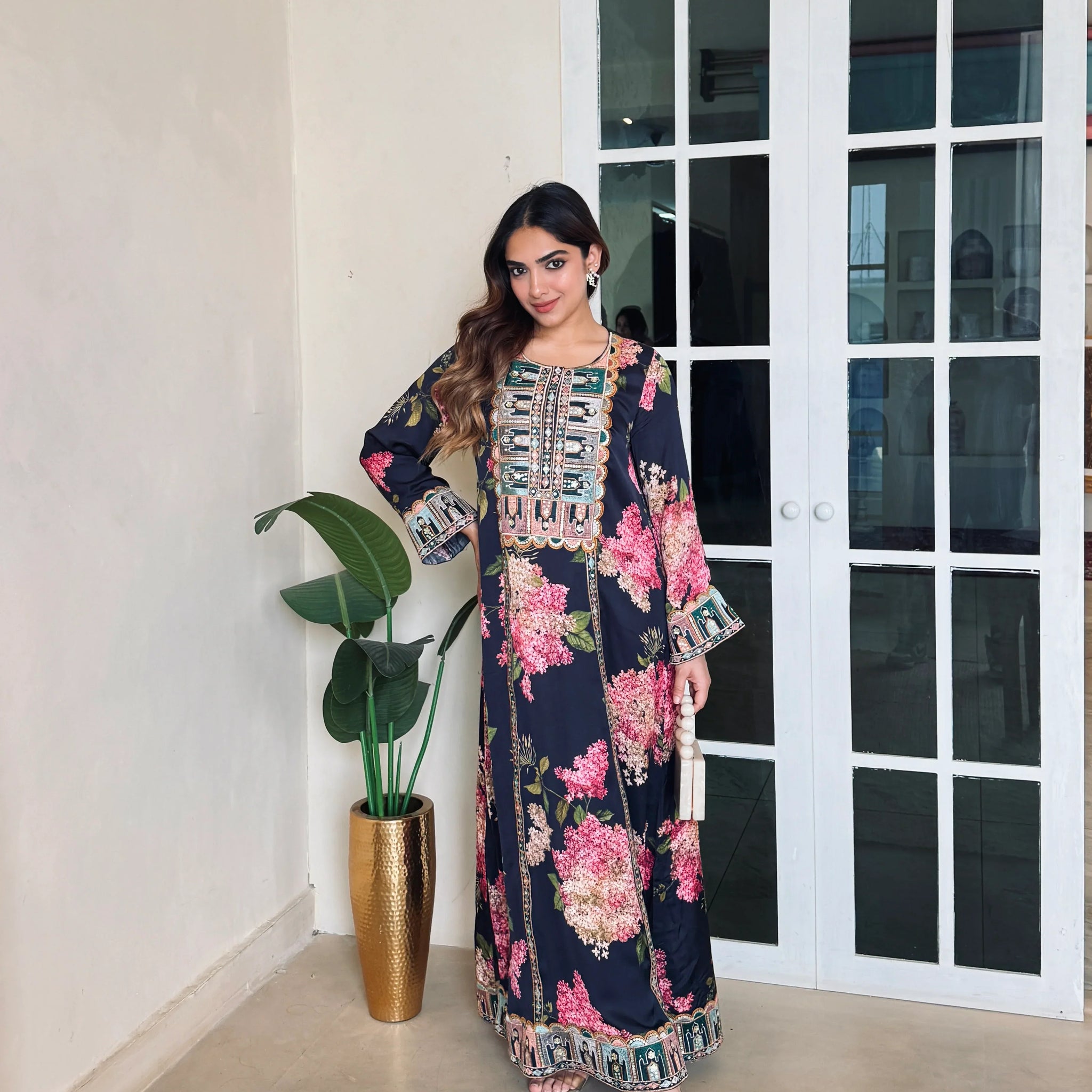 FLORAL EMBROIDERED KAFTAN